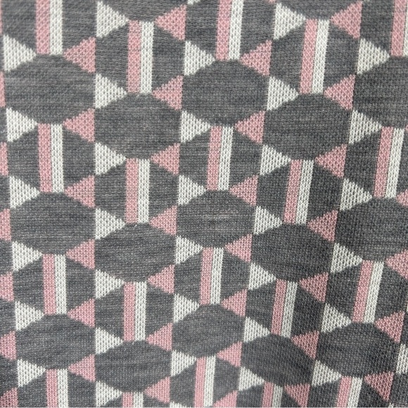 VTG Leslie Fay Knits Gray and Pink 60s Mod Long Sleeve Maxi Dress - Picture 5 of 7